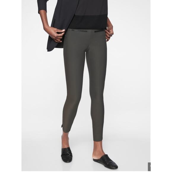 Athleta Stellar Pants Trousers Leggings Gray Green Crop Zip Pockets Size M - Picture 12 of 13